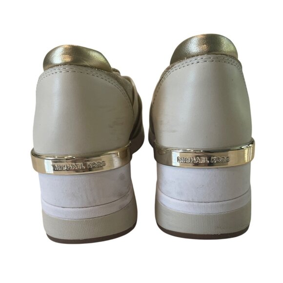 Michael Kors Womens Glitter Cream Slip-On Sneakers Size 7M Luxury Comfort Stretc - Picture 3 of 5